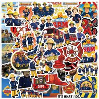55PCS Fireman Sam Stickers For Luggage Laptop Guitar Phone Diary Waterproof Graffiti Vinyl Decals