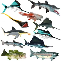Marine Animals Toys Billfish Sailfish Boxfish Piranha Megalodon Fish Figure Toy Action Figures Plastic Animal Figurine Kids Gift