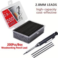 200Pcs/1Box 2.8mm Large Capacity Woodworking Mechanical Pencil Lead Refill, Carpenter Architect Marking Drawing Tool Accessories