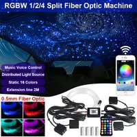 Faser-Optik-Autodeckenleuchte mit Sternenhimmel, 600 Sterne RGBW, 1/2 Anschlüsse wählbar, mit Musik-Synchronisation, 24-Tasten-RF-Fernbedienung, Faser-Optik-Dachleuchte für Autodach, DC12V, kein