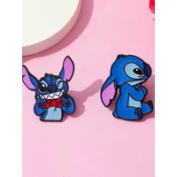 2 Pcs Lilo & Stitch Anime Brooch Funny Cute Stitch Fashion Enamel Pin Metal Badge Jewelry Backpack Clothing Decoration Gift