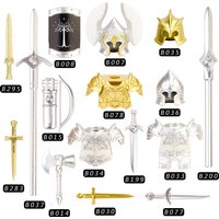 Medieval Military Building Blocks Spartan Warrior Weapons Gold Round shield spear Castle Knight Helmet Crossbow Bullhorn Hat Toy