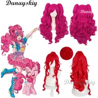 Little Cartoon Anime Pony Pinkie Pie Cosplay Wig Pink Custom Ponytail Hair High Temperature Chemical Fiber Free Wig Cap