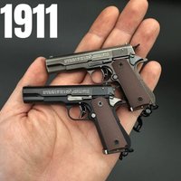 1:3 Scale Alloy Colt 1911 Replica Keychain, Shell Ejecting Detachable Collectible Model, Non-Firing Mini Toy with Slide Lock