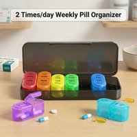 Travel Pill Organizer 7 Day AM & PM Weekly 2 Times a Day Pill Box Portable Medicine Organizer for Daily Vitamins Supplements