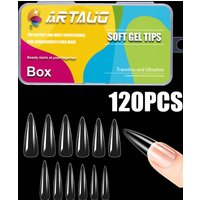 120/240PCS Stiletto Gel X Nail Tips Clear Fake Nails Extra Long Stiletto Nail Full Cover Artificial Fingernail Extension Tool