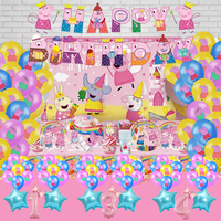 Peppa Pig Theme Birthday Party Decoration Cartoon George Page Cup Plate Banner Balloons Set Background Party Favor Supplies Gift
