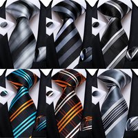 2022 New Designer Striped Silk Classic Ties For Men Wedding Accessories Gift For Men Neck Tie Set Pocket Square Cufflinks