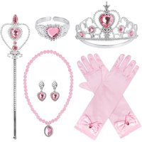 1set Princess Dress Up Party Accessories for Princess Costume Gloves Tiara Wand Necklace Earrings Bracelet Ring Birthday Gift
