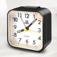 Analog Alarm Clock Battery Operated Analog Desk Clock Portable Silent Bedside Clock with Night Light for Bedroom Bedside