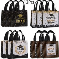 12Pcs Graduation Season Theme Non-Woven Gifts Packing Bag Candy Cookie Bags for Congratulation Graduation Party Decoration