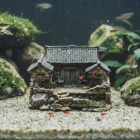 Underwater Landscape House Realistic Features Ancient Chinese House Model Aquatic Habitat Decoration