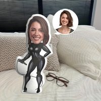 Customizable Female Warrior Print Cushion - - - Soft Velvet Fabric, Zipper Closure, Hand Wash Only, 100% Polyester Fiber Filling - - - Modern Home Decor, Unique Gift for Valentine's Day, Christmas,