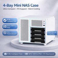 Mini ITX NAS Case 4 Bay 9.9L Compact Server Chassis Support SFX SFX-L Power Supply Home Storage Case