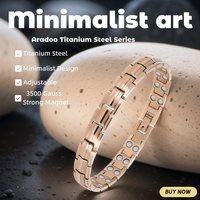 ARADOO Titanium Steel 3500 Gauss Strong Magnetic Therapy Bracelets For Women Stainless Steel Link Bracelet