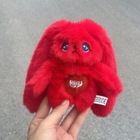 Kpop Idol YUQI SOLO Red Rabbit Keychain Soft Plush Toys Bag Charm Doll Figure Pendant Backpack Accessories Gift
