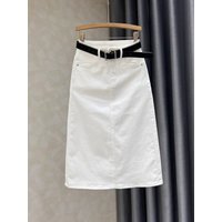 High Waist Denim Skirt Women's Spring Summer New Style plus Size Big MM Back Split White Color A-Line Skirt
