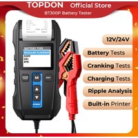TOPDON BT300P Autobatterietester 12V 24V Automobil-Lasttester 100-2000 CCA mit eingebautem Drucker, Diagnosegerät für Anlass- und Ladesystem, AGM Gel EFB Nassbatterie-Analysator