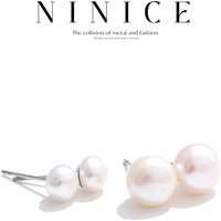 NiNice Earrings Natural Pearl Ear Stud Stainless Steel Fashionable Design High-quality New Wholesale 5/6/8mm