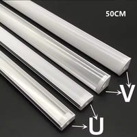 Led Aluminium Profiel Kanaal Hoek U V Vorm 0.5M Voor 3528 5630 5050 Led Strip Led Bar Buis Licht melkachtig Wit Transparant Cove
