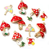 10pcs Enamel Mushroom Charms Pendant DIY Jewelry Making Accessories for Earring Bracelet Necklace Finding Craft Supplies