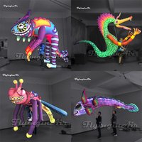 Holding Carnival Alebrije Monster Puppet Inflatable Seahorse, Dragon, Chameleon, Fish, Mantis, Dragonfly, Crab For Parade Show