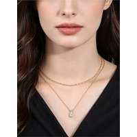 S925 Sterling Silvery Necklace 18K Gold Plated Exquisite Double-Layer Zircon Necklace Elegant Jewelry For Women Birthday Gift