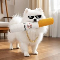 Funny Cigarette Shaped Dog Plush Toy Simulation Squeaky Pet Toy Chew Resistant Interactive Teeth Cleaning Training Game Toy