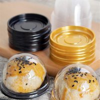 50-300pcs Packing Boxes Transparent Plastic Egg Yolk Crisp Moon Cake Boxes Disposable Dessert Packaging Mousse Trays Container