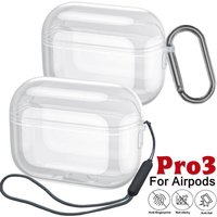 Soft Clear TPU Earphone Case For Airpods Pro 3 Pro3 Shockproof Transparent Cover For AirpodsPro 3 Lanyard Hook Protective Shell