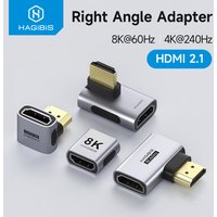 Hagibis HDMI to HDMI Adapter Right Angle 90 Degree Male to Female HDMI 2.1 Coupler Cable Extender Connector Conventer L-Shaped