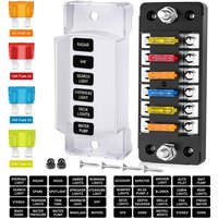 DaierTek 6 Way Fuse Block Blade Fuse Box with Negative Bus 6 Circuit Fuse Holder Fuse Block w/Negative Bus For 12V 24V Auto