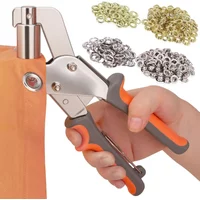 Metal Handheld Hole Punch Eyelet Installation Tool 6/10mm Grommet Eyelet Plier Kit Air Hole Rivet Plier 100Sets Grommets Eyelets