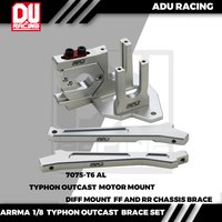 ADU RACING 7075-T6 AL 4mm band CENTER DIFF MOUNT MOTOR MOUNT AND CHASSIS BRACE FOR ARRMA 1/8 6S OUTCAST TYPHON RTR EXB TLR