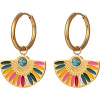 Bohemia Retro Gold Color Stainless Steel Geometric Multicolor Enamel Dangle Earring for Women Charm Summer Beach Jewelry Gift