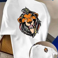 Disney Simba Lion King Men's Kids T-Shirt Daily Leisureand Theme Activities Wear Unisex Cotton Short Sleeve Oversized Streetwear