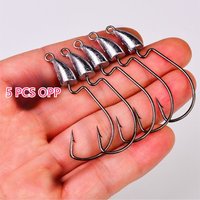 5pcs 5g 7g 10g 14g Original Lead-Head Hooks Bottom FishingHooks Soft Bait Hooks with Barbs Lure Hooks Fishing Tackle Accessories