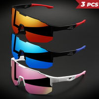 AliExpress NONE 3PCS Oversized Colorful Sports Sunglasses - Wraparound Design, UV400 Unisex Comfort Fit for Cycling, Hiking & Outdoor