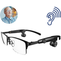 Two Way Listening 4 Channels Rechargeable Lightweight Glasses Bone Conduction Hearing Aid for Mild to Moderate Hearing Loss