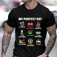 Men's T-shirts My Perfect Day Gamer Cool Gamer Video Game Funny T-Shirt Male Tshirts Video Games Play Playing Lover Tops Outfits