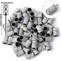 60pcs/box Large Nail Sanding Bands Set with 1pc Shaft Professional Electric Nail Manicure Sandband for Acrylic Nails 240/180Grit