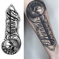 1pc Clock arm waterproof temporary tattoo sticker, lasting 1-2 weeks, simulates semi-permanent fake tattoo