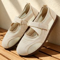 Round Toe Mary Jane Shoes for Women Breathable Mesh Casual Flats Comfortable Non-slip Walking Shoes