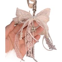 ★★★Openwork Lace Bow Streamer Cherry Pendant Keychain Delicate Backpack Key Chain Valentine's Day Gift