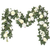180cm Artificial Rose Flower Vines Fake Silk Rose Garlands with Greenery Leaves for Home Garden Arch Wedding Hanging Decoration