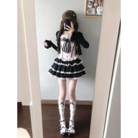 Sweet Style Black Cardigan Pink Polka Dot Strap Top Short Skirt Three Piece Set Summer Fashion Women's Clothing Knot