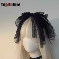 Gothic Harajuku Y2K Mädchen Dark Gothic Punk Subkultur Organza Schleife Spitze Lolita Haarspange Haarband Haarklammer