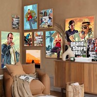 Grand Theft-Auto GTA-V Game Good Quality Prints and Posters Vintage Room Home Bar Cafe Decor Aesthetic Art Wall Painting