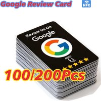 100/200Pcs Reusable Review Tap Card Google Reviews Tap NFC Card Black Color Review Us on Google Saves Time User-Friendly