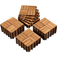 Interlocking Patio Deck Tiles, Acacia Wood, Waterproof Flooring for Indoor & Outdoor, 31cm x 31cm, 27 Pieces, All Weather Use